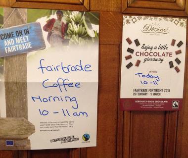 Fairtrade coffee morning sign