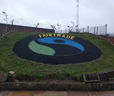 The Fairtrade logo flower bed 